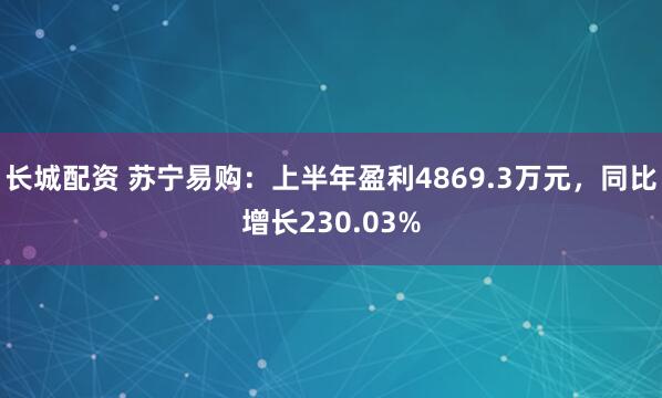 长城配资 苏宁易购：上半年盈利4869.3万元，同比增长230.03%
